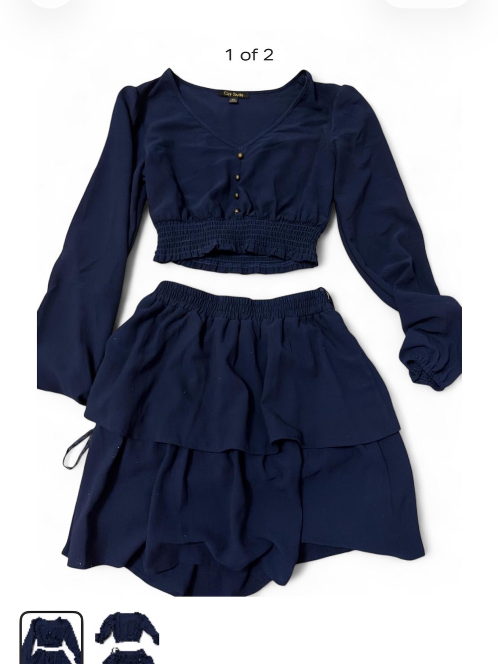 City Studio Navy Two-Piece High-Low Tiered Skirt Set